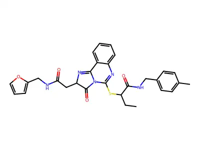 2-{[2-({[(furan-2-yl)methyl]carbamoyl}methyl)-3-oxo-2H,3H-imidazo[1,2-c]quinazolin-5-yl]sulfanyl}-N-[(4-methylphenyl)methyl]butanamide structure