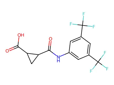 2-{[3,5-Bis(trifluoromethyl)phenyl]carbamoyl}cyclopropane-1-carboxylic acid structure