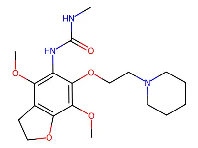 N-(4,7-Dimethoxy-6-(2-piperidinoethoxy)-2,3-dihydro-5-benzofuranyl)-N'-methylurea structure