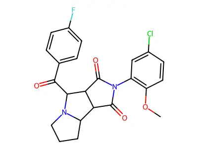 2-(5-chloro-2-methoxyphenyl)-4-[(4-fluorophenyl)carbonyl]hexahydropyrrolo[3,4-a]pyrrolizine-1,3(2H,4H)-dione structure