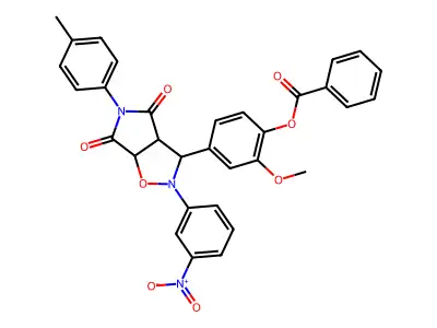 2-methoxy-4-[5-(4-methylphenyl)-2-(3-nitrophenyl)-4,6-dioxohexahydro-2H-pyrrolo[3,4-d][1,2]oxazol-3-yl]phenyl benzoate structure