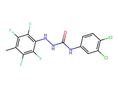1-(3,4-dichlorophenyl)-3-[(2,3,5,6-tetrafluoro-4-methylphenyl)amino]urea structure