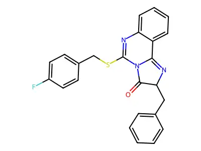 2-benzyl-5-[(4-fluorophenyl)methylsulfanyl]-2H-imidazo[1,2-c]quinazolin-3-one structure