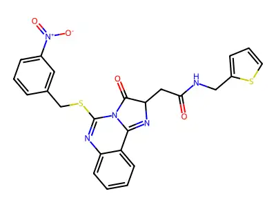 2-(5-{[(3-nitrophenyl)methyl]sulfanyl}-3-oxo-2H,3H-imidazo[1,2-c]quinazolin-2-yl)-N-[(thiophen-2-yl)methyl]acetamide structure