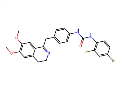 1-(2,4-dibromophenyl)-3-[4-[(6,7-dimethoxy-3,4-dihydroisoquinolin-1-yl)methyl]phenyl]urea structure