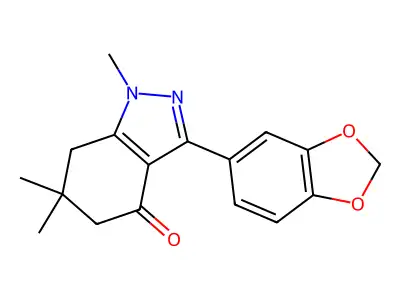 3-(1,3-Benzodioxol-5-yl)-1,6,6-trimethyl-5,7-dihydroindazol-4-one structure