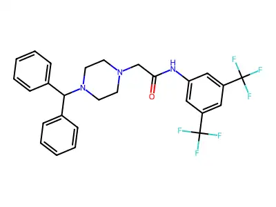 2-(4-(Diphenylmethyl)piperazinyl)-N-(3,5-bis(trifluoromethyl)phenyl)ethanamide structure
