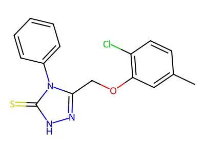 3-[(2-chloro-5-methylphenoxy)methyl]-4-phenyl-4,5-dihydro-1H-1,2,4-triazole-5-thione structure