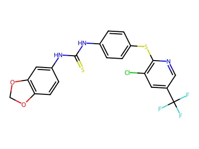 (BENZO[3,4-D]1,3-DIOXOLEN-5-YLAMINO)((4-(3-CHLORO-5-(TRIFLUOROMETHYL)(2-PYRIDYLTHIO))PHENYL)AMINO)METHANE-1-THIONE structure