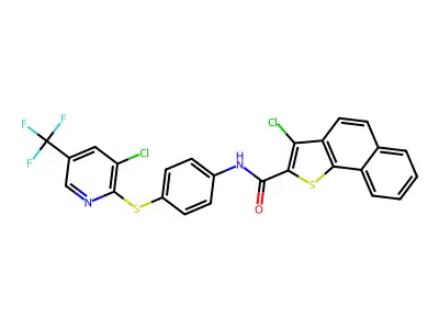 (3-chlorobenzo[g]benzo[b]thiophen-2-yl)-N-(4-(3-chloro-5-(trifluoromethyl)(2-pyridylthio))phenyl)formamide structure