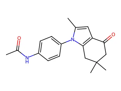 N-[4-(2,6,6-trimethyl-4-oxo-4,5,6,7-tetrahydro-1H-indol-1-yl)phenyl]acetamide structure