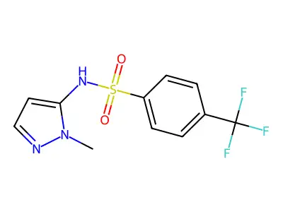 N-(2-methylpyrazol-3-yl)-4-(trifluoromethyl)benzenesulfonamide structure