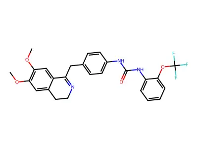 1-[4-[(6,7-dimethoxy-3,4-dihydroisoquinolin-1-yl)methyl]phenyl]-3-[2-(trifluoromethoxy)phenyl]urea structure
