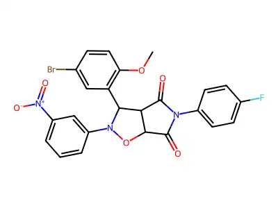 3-(5-bromo-2-methoxyphenyl)-5-(4-fluorophenyl)-2-(3-nitrophenyl)dihydro-2H-pyrrolo[3,4-d][1,2]oxazole-4,6(3H,5H)-dione structure