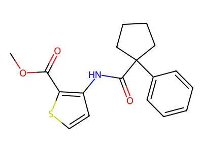 Methyl 3-((phenylcyclopentyl)carbonylamino)thiophene-2-carboxylate structure