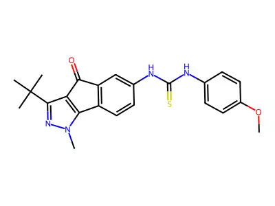 3-(TERT-BUTYL)-6-((((4-METHOXYPHENYL)AMINO)THIOXOMETHYL)AMINO)-1-METHYLINDENO[2,3-D]PYRAZOL-4-ONE structure