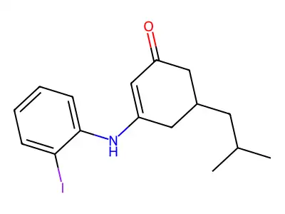 3-((2-Iodophenyl)amino)-5-(2-methylpropyl)cyclohex-2-EN-1-one structure