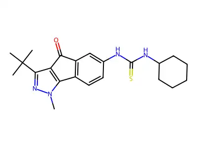 3-(TERT-BUTYL)-6-(((CYCLOHEXYLAMINO)THIOXOMETHYL)AMINO)-1-METHYLINDENO[2,3-D]PYRAZOL-4-ONE structure