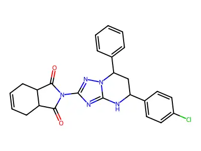 2-[5-(4-chlorophenyl)-7-phenyl-4,5,6,7-tetrahydro[1,2,4]triazolo[1,5-a]pyrimidin-2-yl]-3a,4,7,7a-tetrahydro-1H-isoindole-1,3(2H)-dione structure