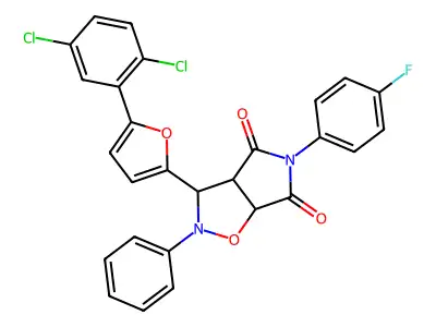 3-[5-(2,5-dichlorophenyl)furan-2-yl]-5-(4-fluorophenyl)-2-phenyldihydro-2H-pyrrolo[3,4-d][1,2]oxazole-4,6(3H,5H)-dione structure
