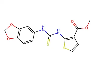 Methyl 2-(1,3-benzodioxol-5-ylcarbamothioylamino)thiophene-3-carboxylate structure