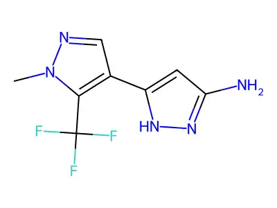 5-[1-methyl-5-(trifluoromethyl)pyrazol-4-yl]-1H-pyrazol-3-amine structure