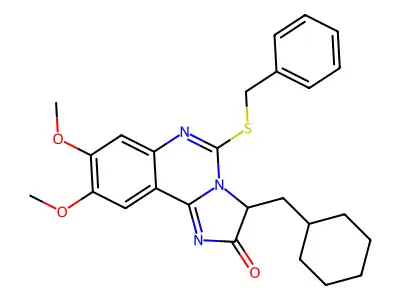 5-(benzylsulfanyl)-3-(cyclohexylmethyl)-8,9-dimethoxyimidazo[1,2-c]quinazolin-2(3H)-one structure