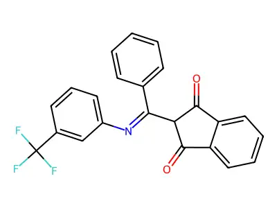 2-[C-phenyl-N-[3-(trifluoromethyl)phenyl]carbonimidoyl]indene-1,3-dione structure