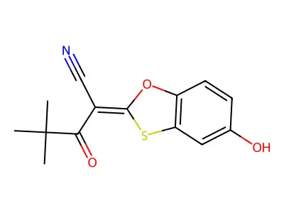 2-(5-Hydroxy-1,3-benzoxathiol-2-ylidene)-4,4-dimethyl-3-oxopentanenitrile structure