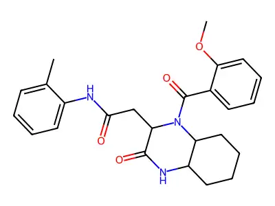 2-{1-[(2-methoxyphenyl)carbonyl]-3-oxodecahydroquinoxalin-2-yl}-N-(2-methylphenyl)acetamide structure