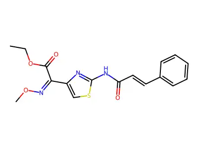 Ethyl 2-methoxyimino-2-[2-(3-phenylprop-2-enoylamino)thiazol-4-yl]acetate structure