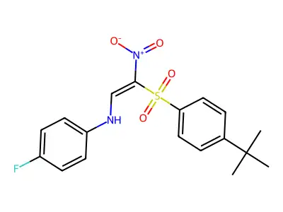 1-((4-(Tert-butyl)phenyl)sulfonyl)-2-((4-fluorophenyl)amino)-1-nitroethene structure