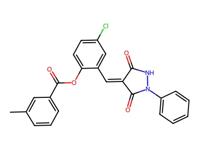 4-Chloro-2-[(3,5-dioxo-1-phenyl-4-pyrazolidinylidene)methyl]phenyl 3-methylbenzoate structure