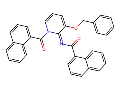 2-aza-1-naphthyl-2-(2-(naphthylcarbonyl)-6-(phenylmethoxy)(2-azinylidene))ethan-1-one structure