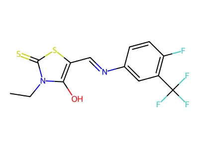 3-ETHYL-5-(((4-FLUORO-3-(TRIFLUOROMETHYL)PHENYL)AMINO)METHYLENE)-2-THIOXO-1,3-THIAZOLIDIN-4-ONE structure