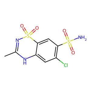2H-1,2,4-Benzothiadiazine-7-sulfonamide, 6-chloro-3-methyl-, 1,1-dioxide structure