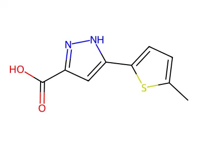 5-(5-methylthiophen-2-yl)-1H-pyrazole-3-carboxylic acid structure