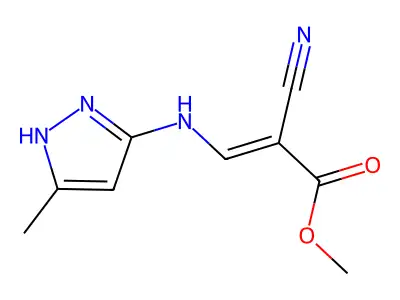 methyl 2-cyano-3-[(5-methyl-1H-pyrazol-3-yl)amino]prop-2-enoate structure