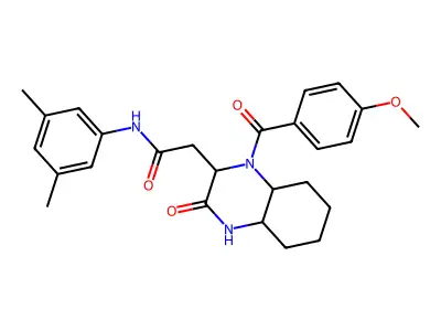 N-(3,5-dimethylphenyl)-2-{1-[(4-methoxyphenyl)carbonyl]-3-oxodecahydroquinoxalin-2-yl}acetamide structure