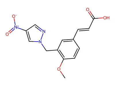3-[4-methoxy-3-[(4-nitropyrazol-1-yl)methyl]phenyl]prop-2-enoic Acid structure