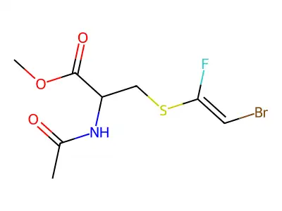 Methyl 2-acetamido-3-(2-bromo-1-fluoroethenyl)sulfanylpropanoate structure