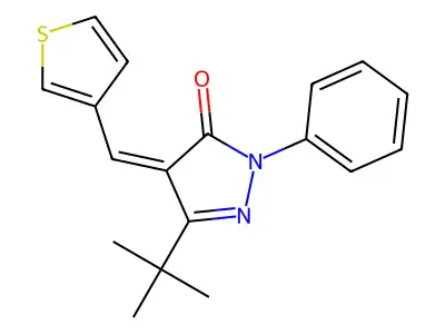 3-(Tert-butyl)-1-phenyl-4-(3-thienylmethylene)-2-pyrazolin-5-one structure
