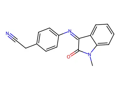 2-[4-[(1-Methyl-2-oxoindol-3-ylidene)amino]phenyl]acetonitrile structure