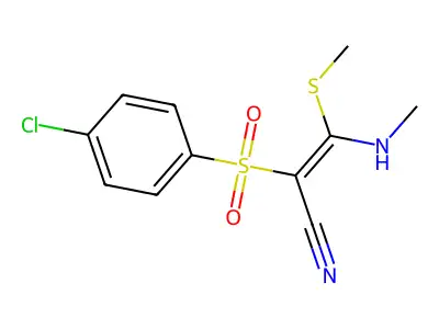 2-(4-Chlorophenyl)sulfonyl-3-(methylamino)-3-methylsulfanyl-prop-2-enenitrile structure