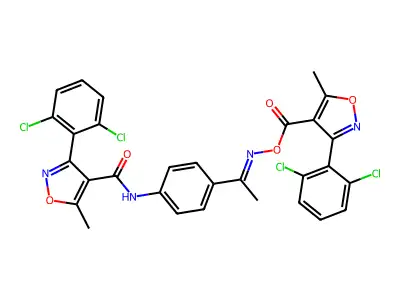 [1-[4-[[3-(2,6-dichlorophenyl)-5-methyl-1,2-oxazole-4-carbonyl]amino]phenyl]ethylideneamino] 3-(2,6-dichlorophenyl)-5-methyl-1,2-oxazole-4-carboxylate structure