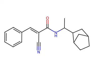 N-[1-(2-bicyclo[2.2.1]heptanyl)ethyl]-2-cyano-3-phenylprop-2-enamide structure