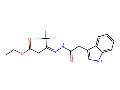 Ethyl 4-aza-4-(2-indol-3-ylacetylamino)-3-(trifluoromethyl)but-3-enoate structure