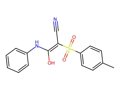 3-Hydroxy-2-((4-methylphenyl)sulfonyl)-3-(phenylamino)prop-2-enenitrile structure