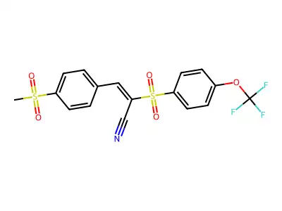 3-(4-methylsulfonylphenyl)-2-[4-(trifluoromethoxy)phenyl]sulfonyl-prop-2-enenitrile structure