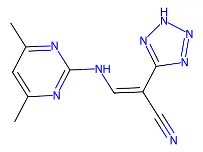2-(2H-2,3,4,5-TETRAAZOLYL)-3-((4,6-DIMETHYLPYRIMIDIN-2-YL)AMINO)PROP-2-ENENITRILE structure